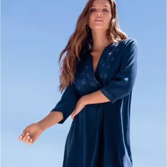 New Johnny Was Hi Lo Weekend Deep Indigo Pullover Tunic Dress NWT Size XS - Picture 3 of 12